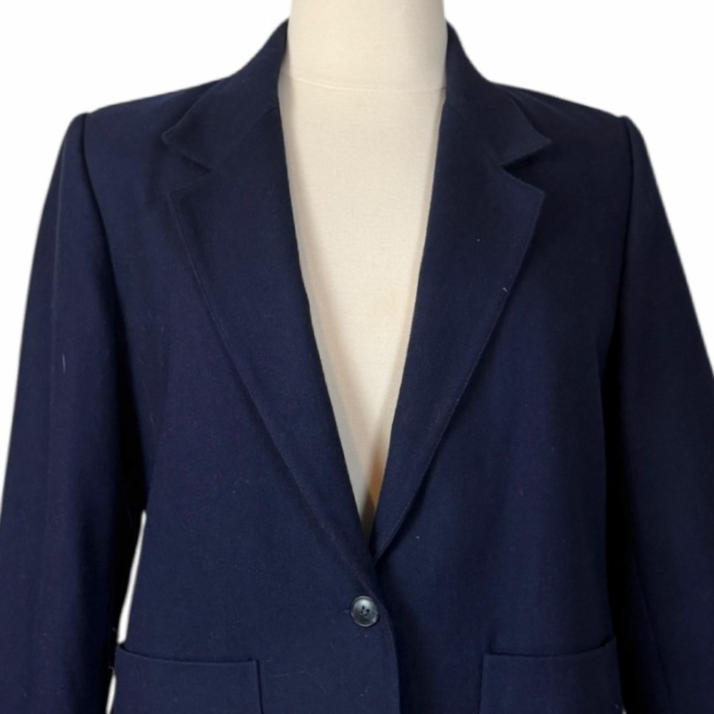 Vintage Accent Navy Wool Blazer Women’s Size 14 Made USA ILGWU Tailored Jacket - Picture 6 of 12